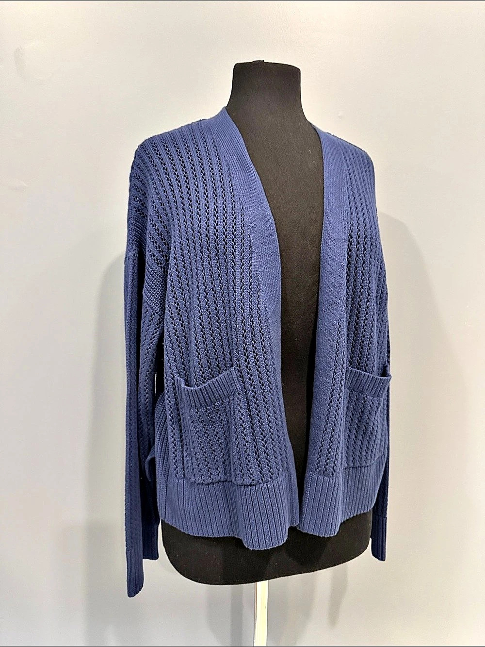RW&CO. Open Front Knit Cardigan in Blue XL NWT